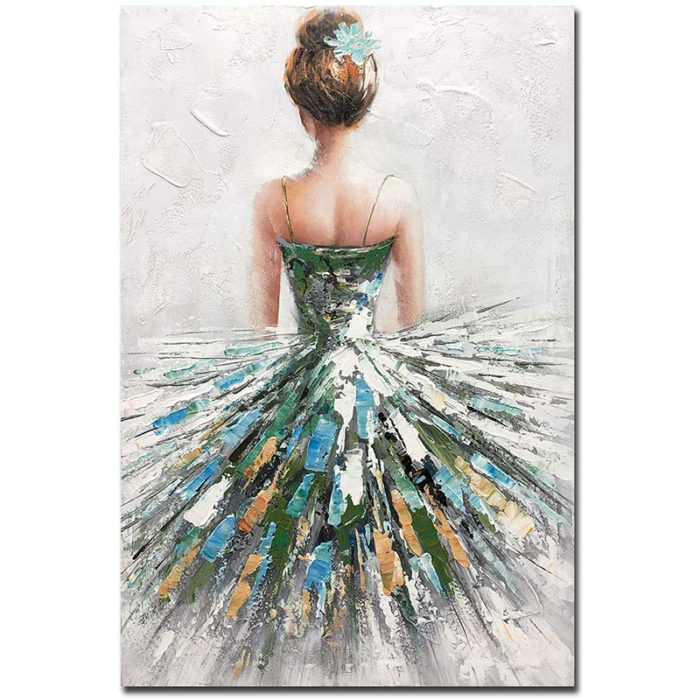 Elegant Ballet Dancer Back With Dress 48*72 Inch Hand Painted Art - Image 2