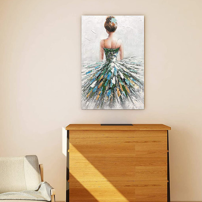 Elegant Ballet Dancer Back With Dress 48*72 Inch Hand Painted Art