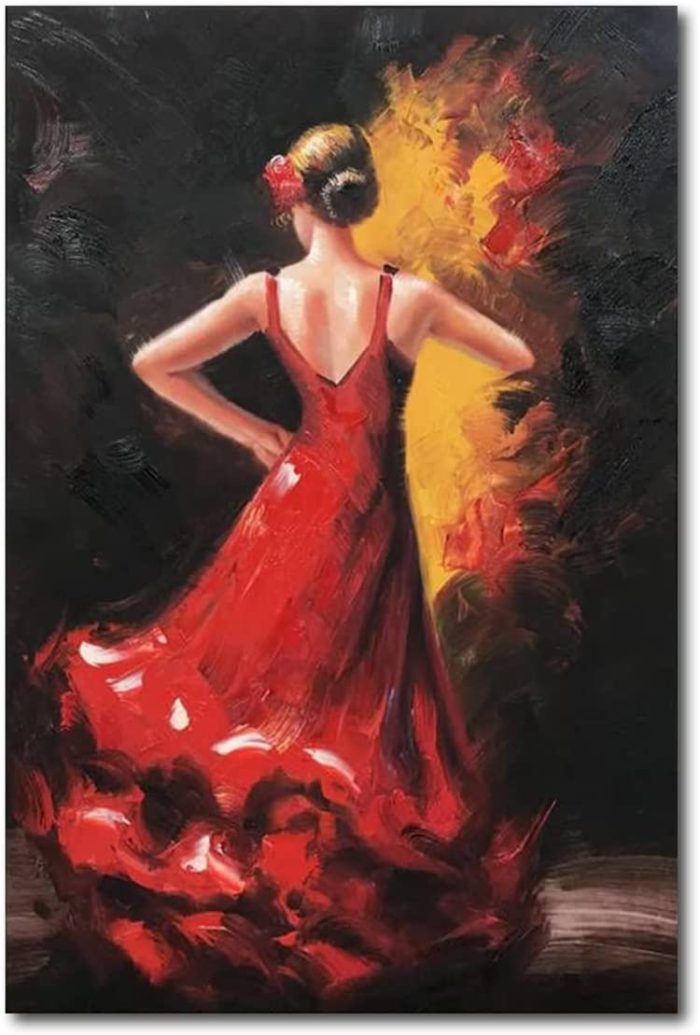 Flamenco Wall Art Elegant Dancing Dancer With Red Dress Decor Red Wall - Image 2