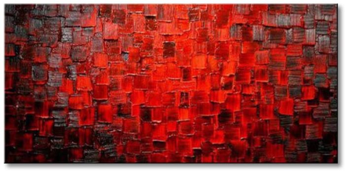 Hand Painted Red And Black Abstract Textured Artwork Decor Bedroom - Image 2