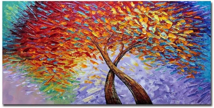 Home Decor Two Trees Clung Each Other To Grow 3D Textured Leaves - Image 2