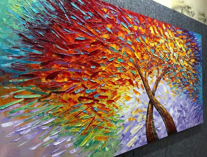 Home Decor Two Trees Clung Each Other To Grow 3D Textured Leaves - Image 5
