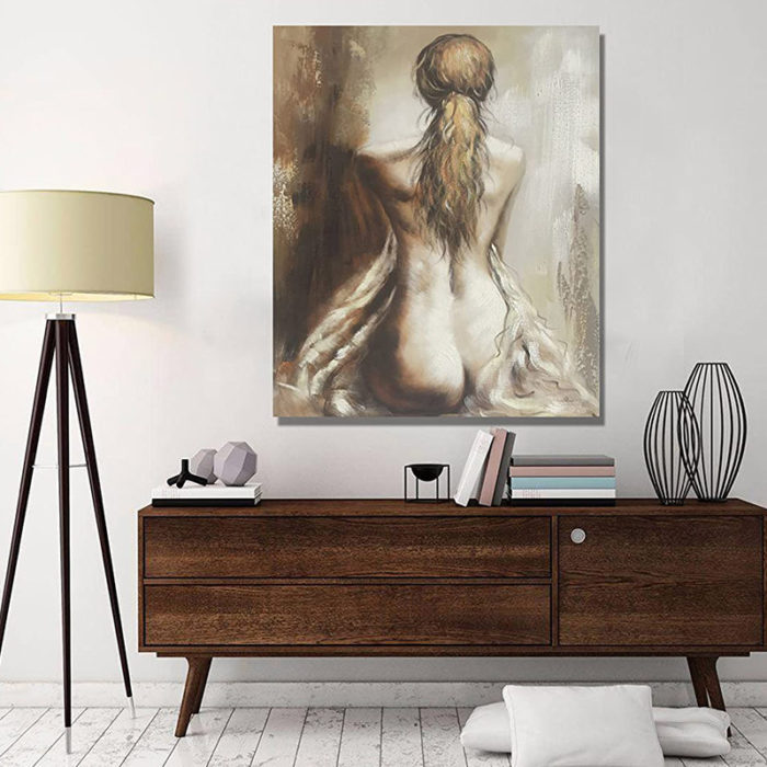 Home Decor Wall Painting Modern Figurative Lady Back With Long Hair