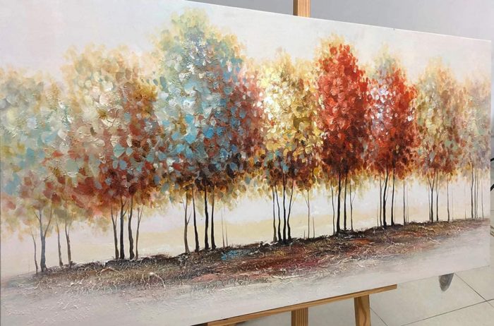 Horizontal Colorful Abstract Oil Paintings On Canvas Forest Scape - Image 4