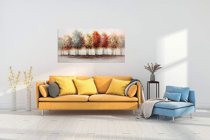 Horizontal Colorful Abstract Oil Paintings On Canvas Forest Scape - Image 5