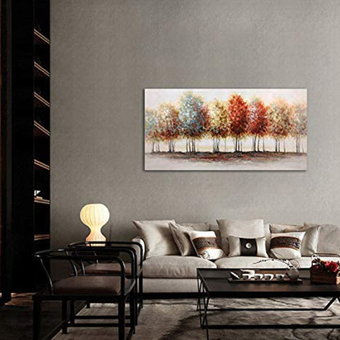 Horizontal Colorful Abstract Oil Paintings On Canvas Forest Scape