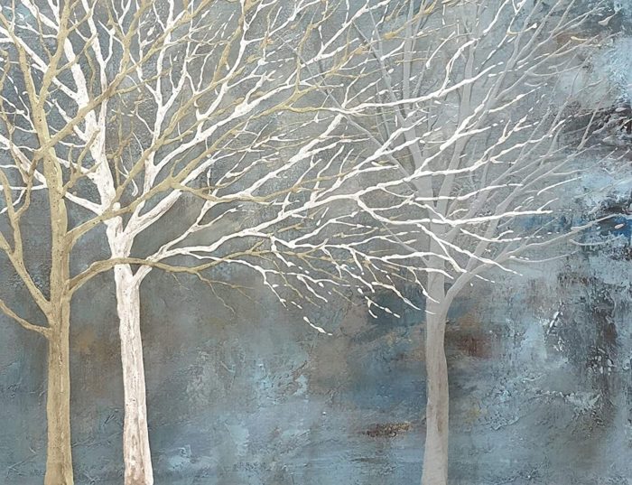 Huge Aspen Trees Light Blue Canvas Painting For Home Decor - Image 4