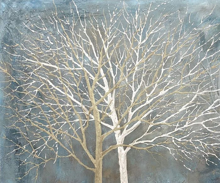 Huge Aspen Trees Light Blue Canvas Painting For Home Decor - Image 3