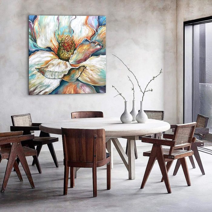 Huge Single Flower Unframed Canvas Wall Art For Dining Room