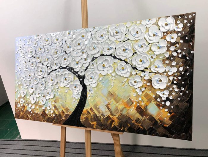 Large Flower 3D Petals 36*72 Inch Modern White Floral Wall Art - Image 5