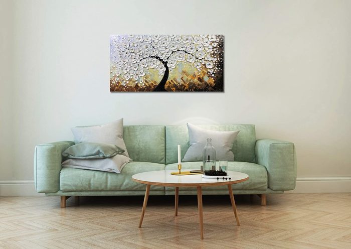 Large Flower 3D Petals 36*72 Inch Modern White Floral Wall Art - Image 6