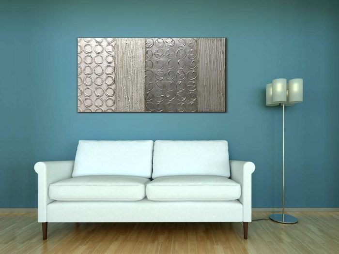 Large Silver Abstract 36*72 Inch Wall Art For Living Room - Image 6