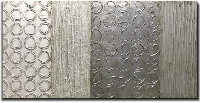 Large Silver Abstract 36*72 Inch Wall Art For Living Room - Image 2