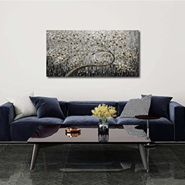 Living Room Wall Decor Laterally Grown Tree Of Life Dark Black Color