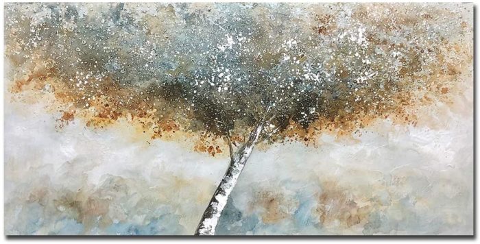 Look Upward Perspective Large Tree Handpainted Canvas Wall Art - Image 2