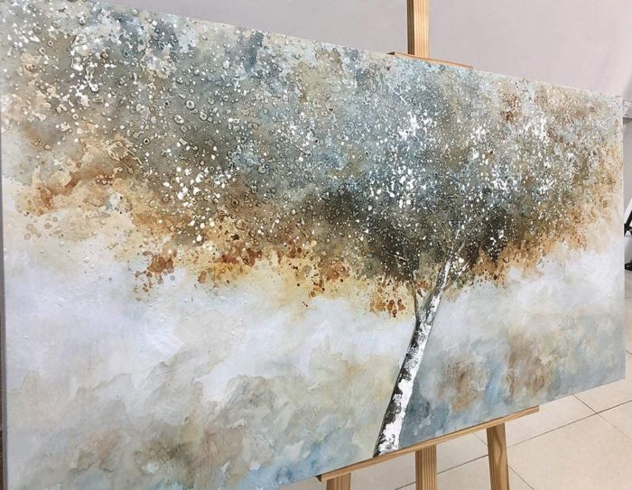 Look Upward Perspective Large Tree Handpainted Canvas Wall Art - Image 5