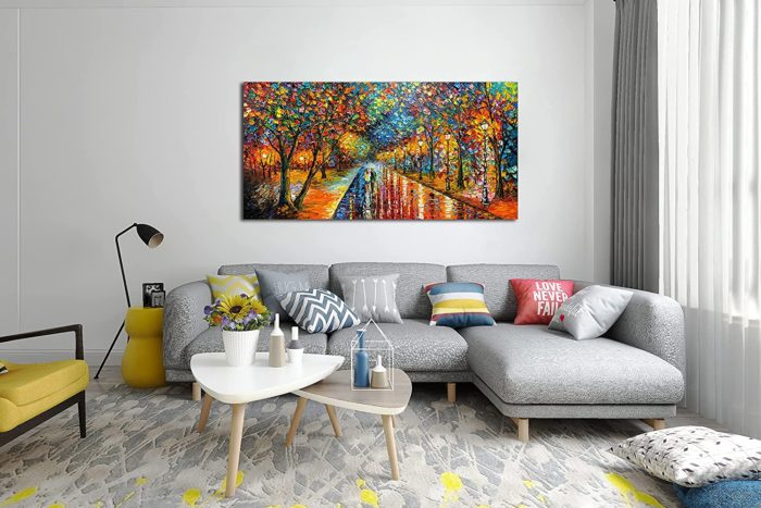 Lovers Colorful Canvas Art Couple Stroll In The Park For Bedroom - Image 6
