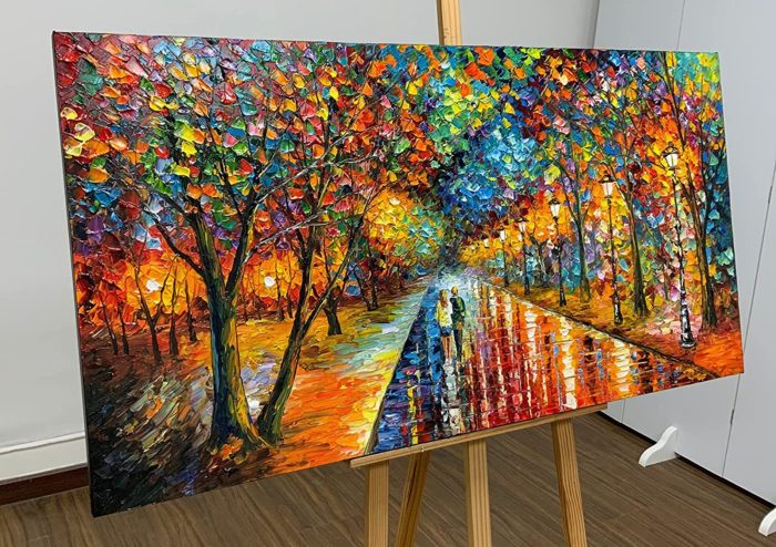 Lovers Colorful Canvas Art Couple Stroll In The Park For Bedroom - Image 4