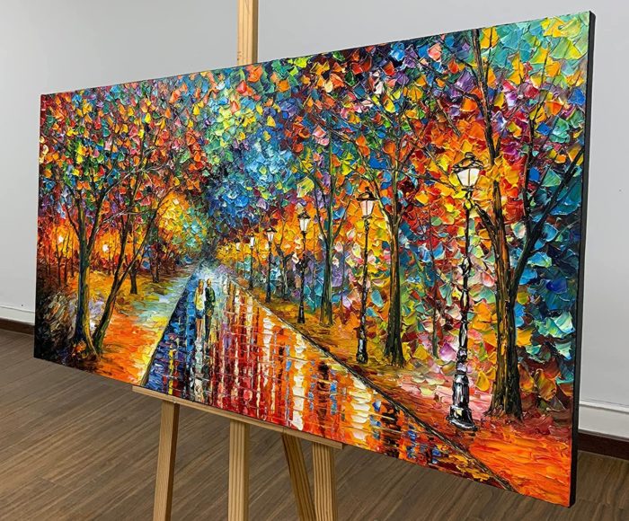Lovers Colorful Canvas Art Couple Stroll In The Park For Bedroom - Image 5