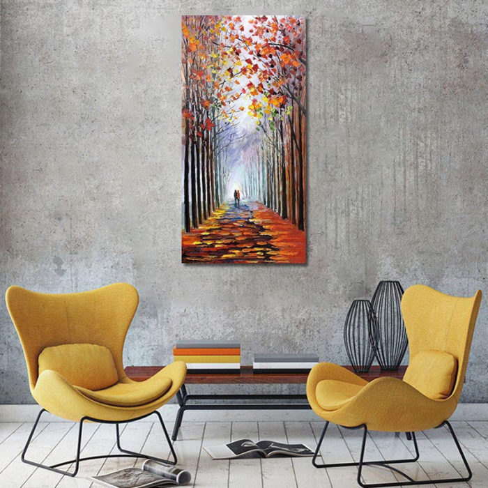Modern Abstract Wall Art Lonely Couple Walk In The Rain Far Away