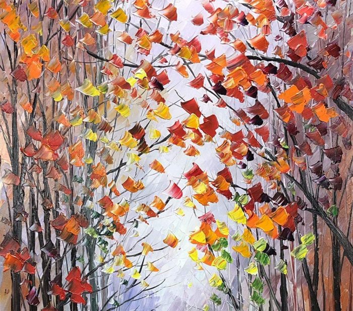Modern Abstract Wall Art Lonely Couple Walk In The Rain Far Away - Image 4