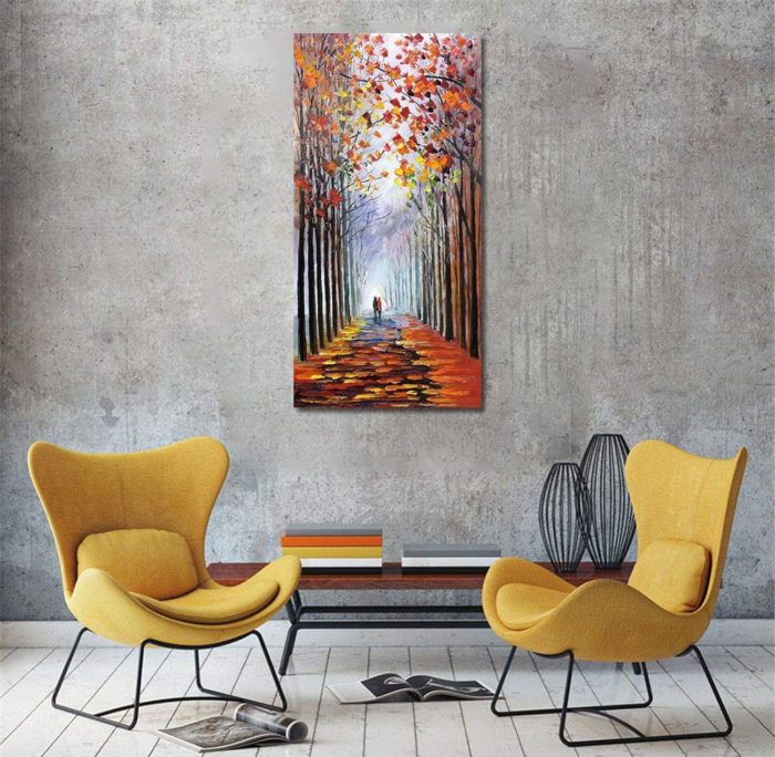 Modern Abstract Wall Art Lonely Couple Walk In The Rain Far Away - Image 5