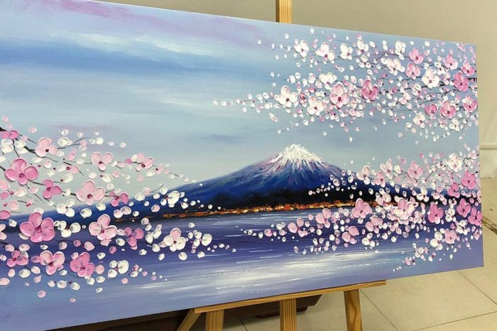 Mount Fuji With Cherry Blossom Pink Home Decor Canvas Painting - Image 5