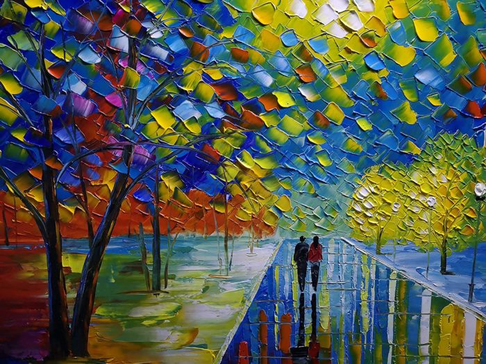 Night Streetscape Couple Go Towards Home Wall Art For Living Room - Image 3