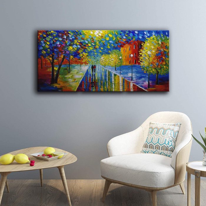 Night Streetscape Couple Go Towards Home Wall Art For Living Room - Image 6