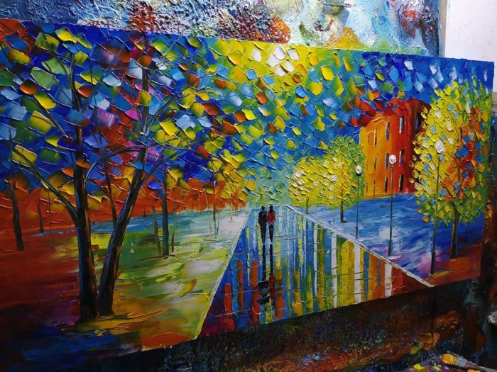 Night Streetscape Couple Go Towards Home Wall Art For Living Room - Image 5
