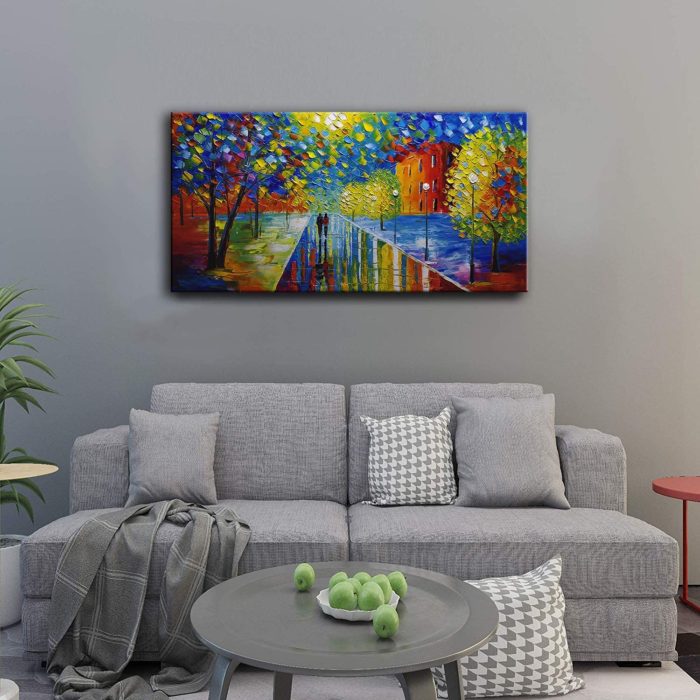 Night Streetscape Couple Go Towards Home Wall Art For Living Room - Image 7