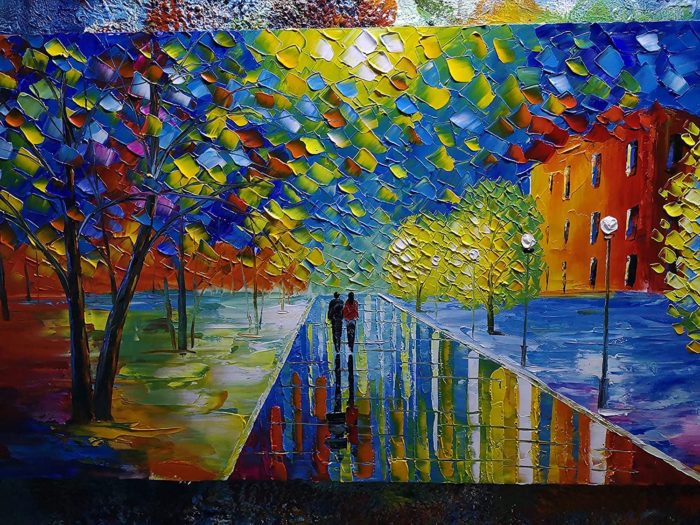 Night Streetscape Couple Go Towards Home Wall Art For Living Room - Image 4