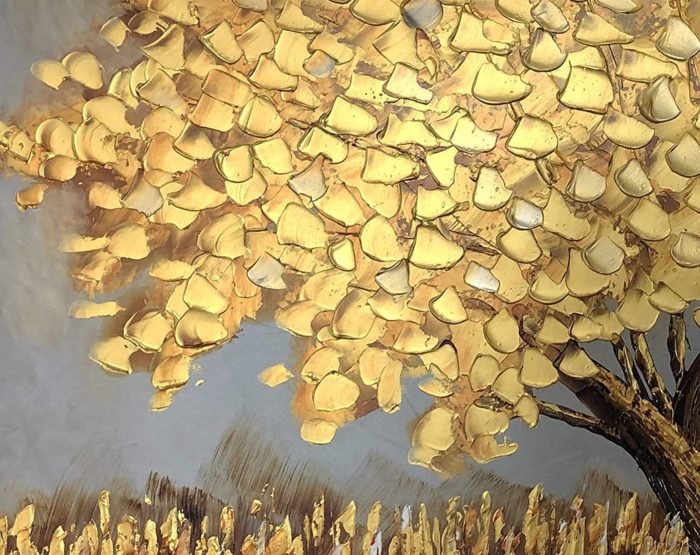 One Gold Tree And Grass 30*60 Inch Wealthy Paintings On Canvas - Image 3