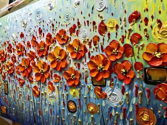 Red Daisy Blossom Canvas Wall Art For Modern Living Room - Image 5