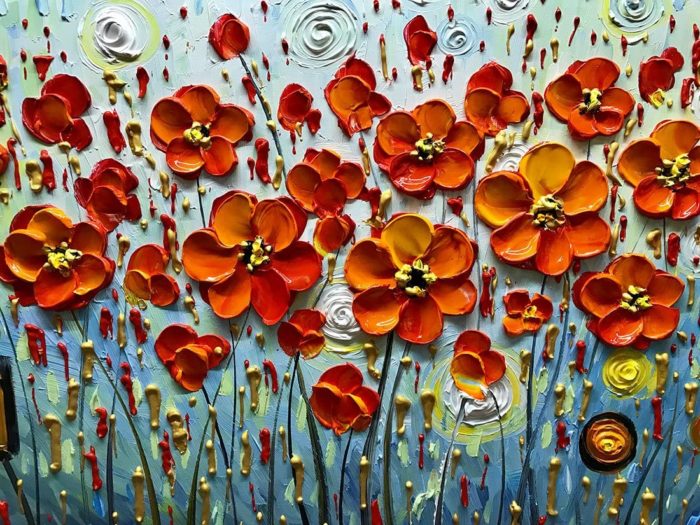 Red Daisy Blossom Canvas Wall Art For Modern Living Room - Image 3