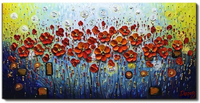 Red Daisy Blossom Canvas Wall Art For Modern Living Room - Image 2