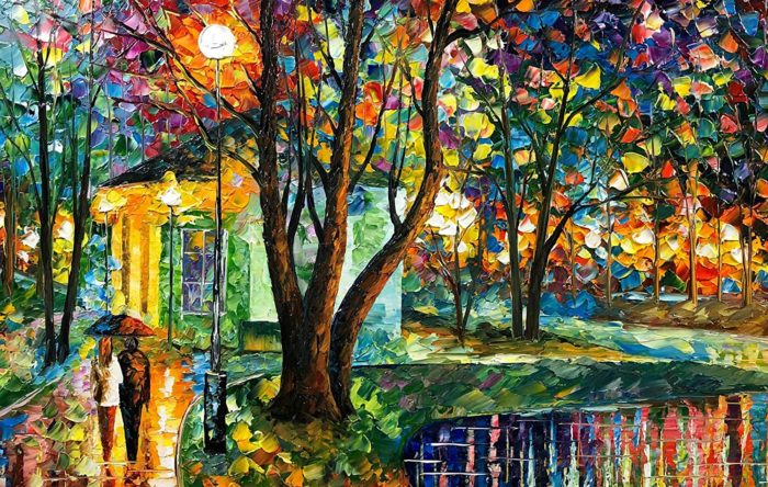 Romantic Lovers Stroll Towards Home In Rain Couple Canvas Wall Art - Image 3