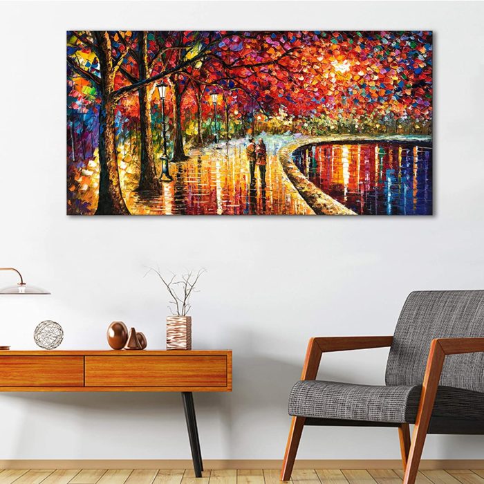 Romantic Wall Art Couple Walk Beside The Lake For Bedroom - Image 5