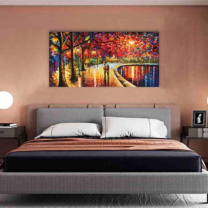 Romantic Wall Art Couple Walk Beside The Lake For Bedroom