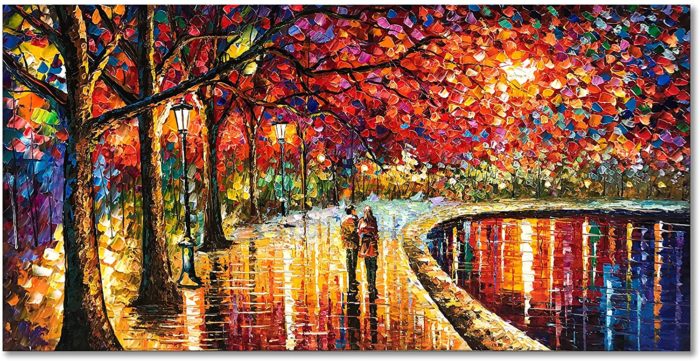 Romantic Wall Art Couple Walk Beside The Lake For Bedroom - Image 2