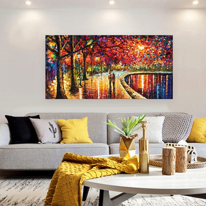 Romantic Wall Art Couple Walk Beside The Lake For Bedroom - Image 4