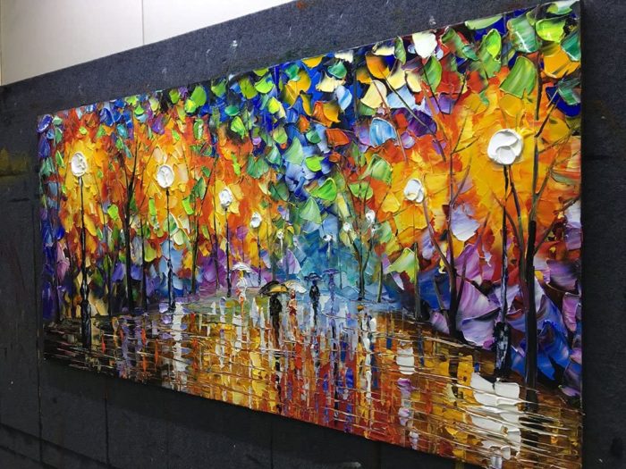 Streetscape Passerby With Umbrella 32*64 Inch Wall Art For Office - Image 6