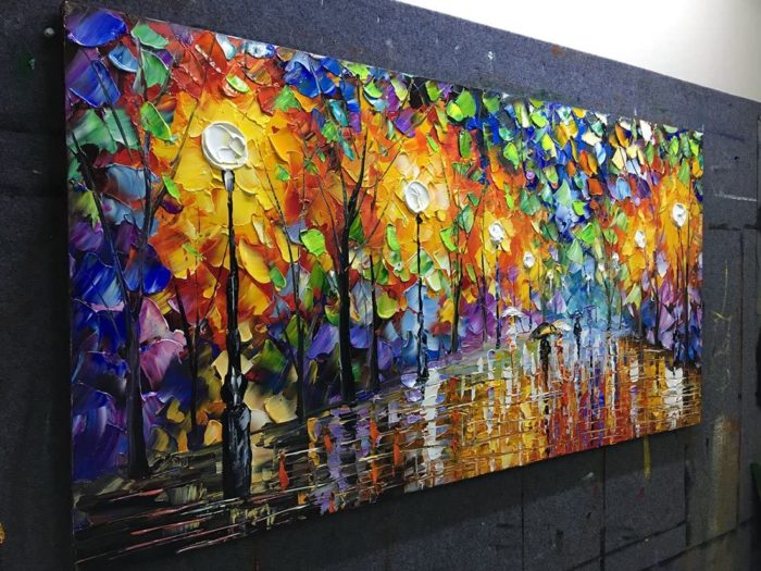 Streetscape Passerby With Umbrella 32*64 Inch Wall Art For Office - Image 5