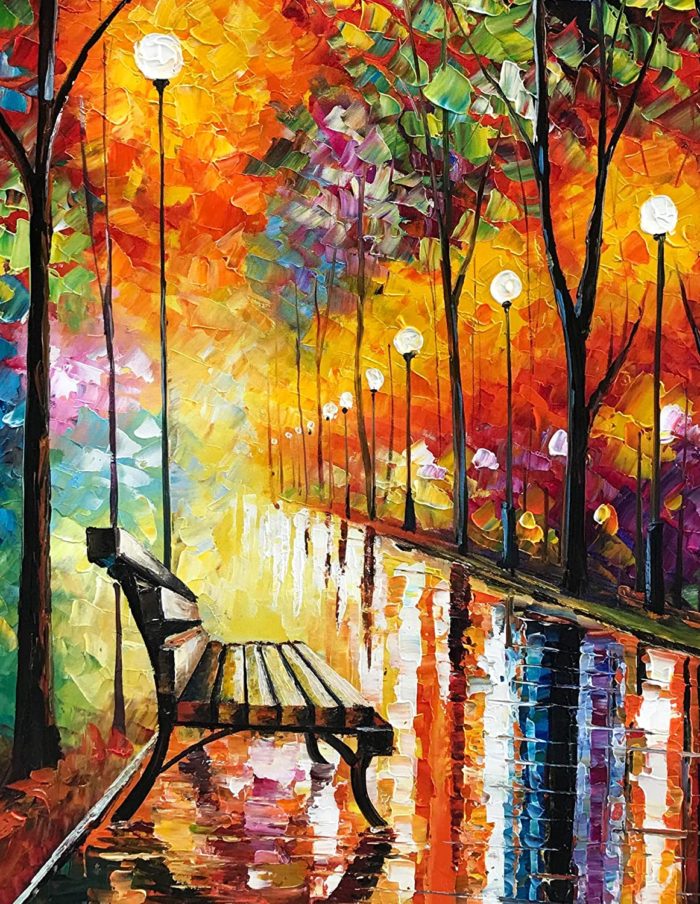 The Chair Sit Quietly On Street At Night Peaceful Vertical Wall Art - Image 3