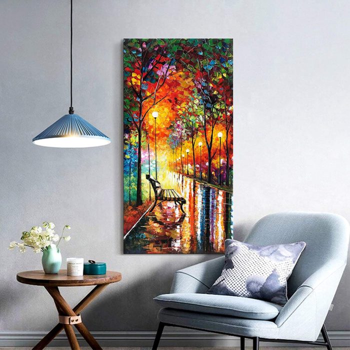 The Chair Sit Quietly On Street At Night Peaceful Vertical Wall Art - Image 5