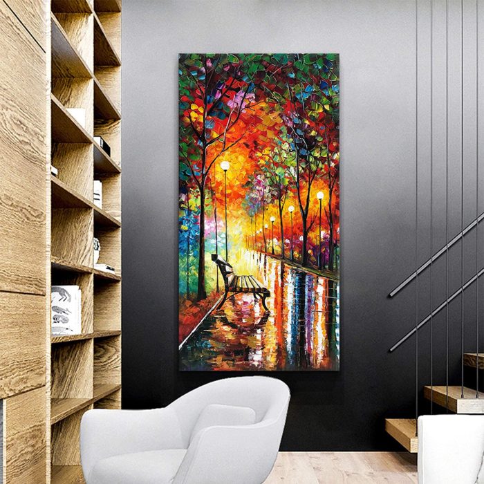 The Chair Sit Quietly On Street At Night Peaceful Vertical Wall Art - Image 6