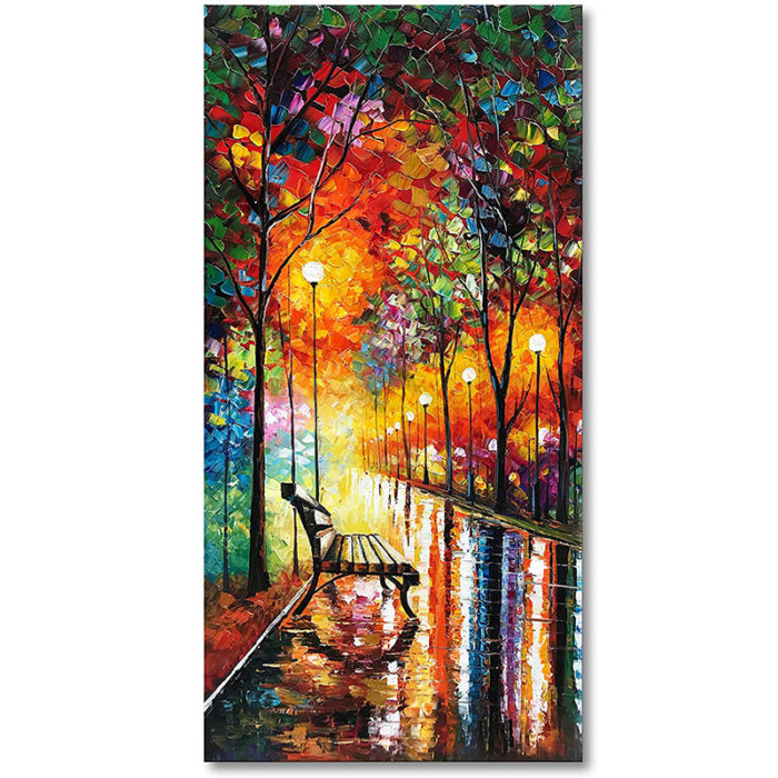 The Chair Sit Quietly On Street At Night Peaceful Vertical Wall Art - Image 2