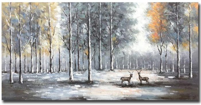 Two Deers Life On The Forest Grey Wall Decorations Hang Above Sofa - Image 2