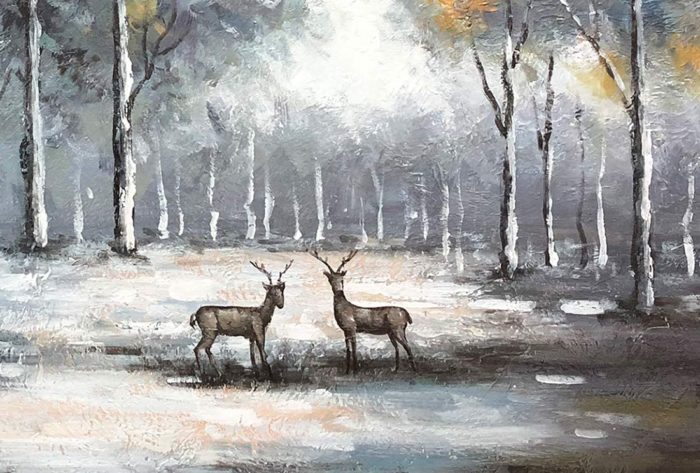 Two Deers Life On The Forest Grey Wall Decorations Hang Above Sofa - Image 3