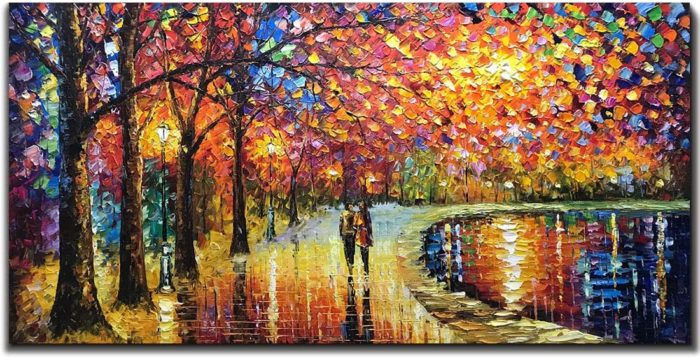 Unframed 32*64 Inch Romantic Sunny Lake Scape Lovers Wall Art - Image 2